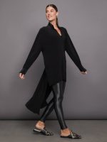HI Low Oversized Boyfriend NK Shirt with Collar St - Black - Image 3