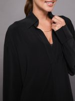HI Low Oversized Boyfriend NK Shirt with Collar St - Black - Image 5