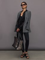 Single Breasted Boy Fit Riding Jacket - Large Houndstooth/ Black - Image 3