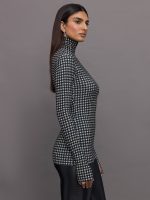 Slim Fit Long Sleeve Turtle Top Short - Black - Image 4