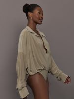 Super Oversized Boyfriend NK Shirt Bodysuit - Elm - Image 4