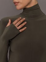 Long Sleeve Slim Fit Turtle Catsuit W/Footie - Bark - Image 6
