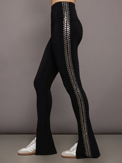 Gunmetal Stud Spat Legging - Black with Side Studs
