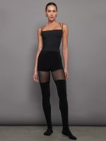 Thigh High Panty Splice Legging W/ Footsie - Black/ Black Mesh - Image 5
