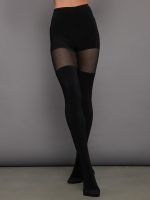 Thigh High Panty Splice Legging W/ Footsie - Black/ Black Mesh - Image 3