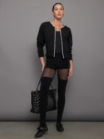 Thigh High Panty Splice Legging W/ Footsie - Black/ Black Mesh - Image 6