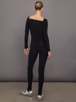 Off Shoulder Sweetheart Catsuit W/ Footie - Black - Image 5