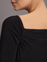 Off Shoulder Sweetheart Catsuit W/ Footie - Black - Image 8