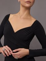 Off Shoulder Sweetheart Catsuit W/ Footie - Black - Image 13