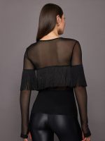 Long Sleeve Crewneck Fringe - Black/Black - Image 6
