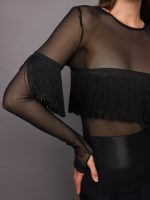Long Sleeve Crewneck Fringe - Black/Black - Image 4