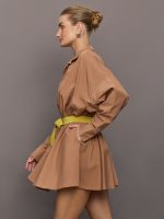 Super Oversized BF NK Shirt Flared Mini Dress - Cappuccino - Image 4