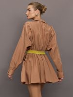 Super Oversized BF NK Shirt Flared Mini Dress - Cappuccino - Image 5