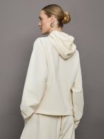 Oversized Raglan Sleeve Hooded Top - Cream - Image 4
