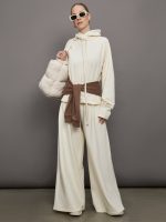 Oversized Raglan Sleeve Hooded Top - Cream - Image 7
