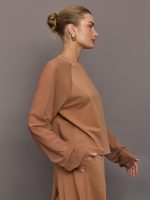 Oversized Raglan Sleeve Top W/ Mesh - Cappuccino - Image 5