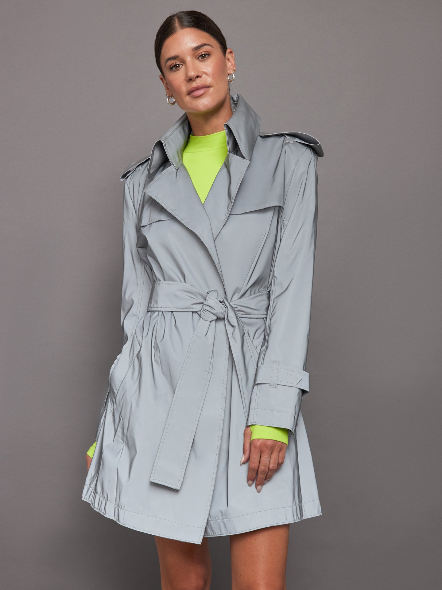 NORMA-ST2234RFA92024-MTLCSILV-DOUBLE-BREASTED-TRENCH-MINI-color-GREY_0626 DOUBLE BREASTED TRENCH MINI - GREY - Image 1