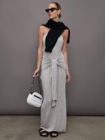 Strapless All in One Side Slit Gown - Light Grey - Image 3
