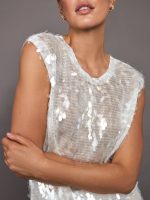 Sleeveless Boyfriend Crewneck Top - Clear/ White - Image 6