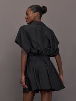 Super OS Sleeveless BF NK Shirt Flared Mini Dress - Black - Image 5