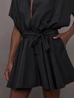 Super OS Sleeveless BF NK Shirt Flared Mini Dress - Black - Image 6
