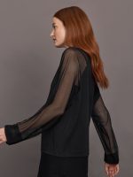 Oversized Raglan Sleeve Hooded Top W Mesh - Black - Image 4