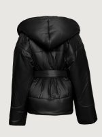 Hooded Sleeping Bag Coat Short - BLACK - Image 3