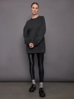 Oversized Raglan Sleeve Tailored Terry Mini Dress - Dark Heather Grey - Image 5