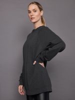 Oversized Raglan Sleeve Tailored Terry Mini Dress - Dark Heather Grey - Image 3