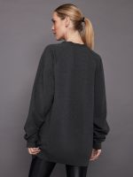 Oversized Raglan Sleeve Tailored Terry Mini Dress - Dark Heather Grey - Image 4