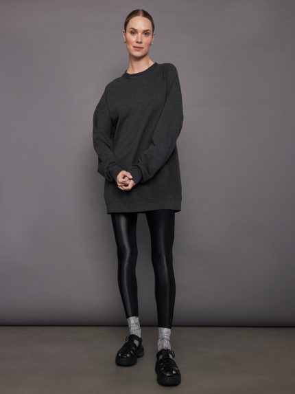 Oversized Raglan Sleeve Tailored Terry Mini Dress - Heather Grey