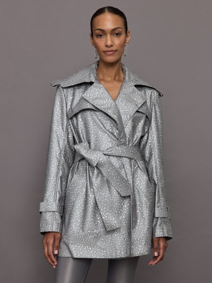 Double Breasted Trench Mini - Silver