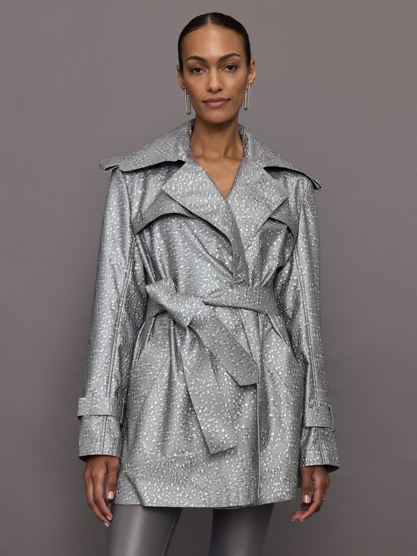 NORMA-ST3244DBA92058-GREYGRYLT-Double-Breasted-Trench-Mini-color-Silver-9067-Edit Double Breasted Trench Mini - Silver - Image 1
