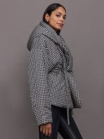 Hooded Sleeping Bag Coat Short - Large Houndstooth - Image 5