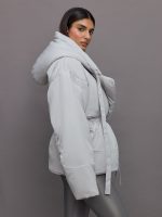 Hooded Sleeping Bag Coat Short - Dove - Image 6