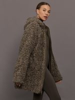 Oversized Raglan Sleeve Zip Front Hooded Jacket - Bark - Image 5