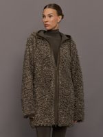Oversized Raglan Sleeve Zip Front Hooded Jacket - Bark - Image 7
