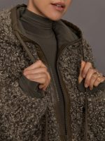 Oversized Raglan Sleeve Zip Front Hooded Jacket - Bark - Image 4