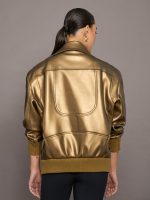 Oversized Moto Jacket - Metallic Bronze - Image 4