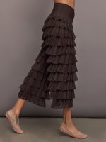 Wide Leg Ruffle Pant - Espresso - Image 4