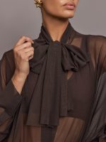 Super Oversized BF NK Shirt Bodysuit W/ Bow - Espresso - Image 6
