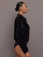 Super Oversized Boyfriend NK Shirt Bodysuit - Black - Image 6