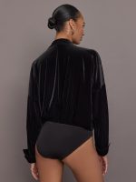 Super Oversized Boyfriend NK Shirt Bodysuit - Black - Image 4