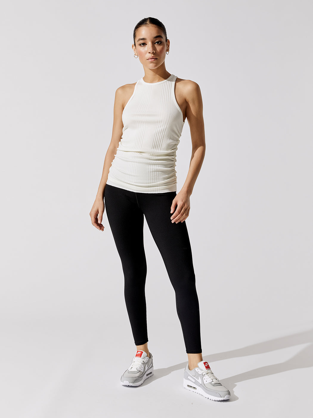 NSF-20450CMS-WHIWHI-nastasia-shirred-side-tank-Color-SOFT-WHITE_5e43b12d-0513-4789-a033-02d91bbb92cc Nastasia Shirred Side Tank - Soft White - Image 1