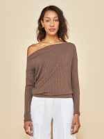 Long Sleeve Asymmetrical Top - Caramel