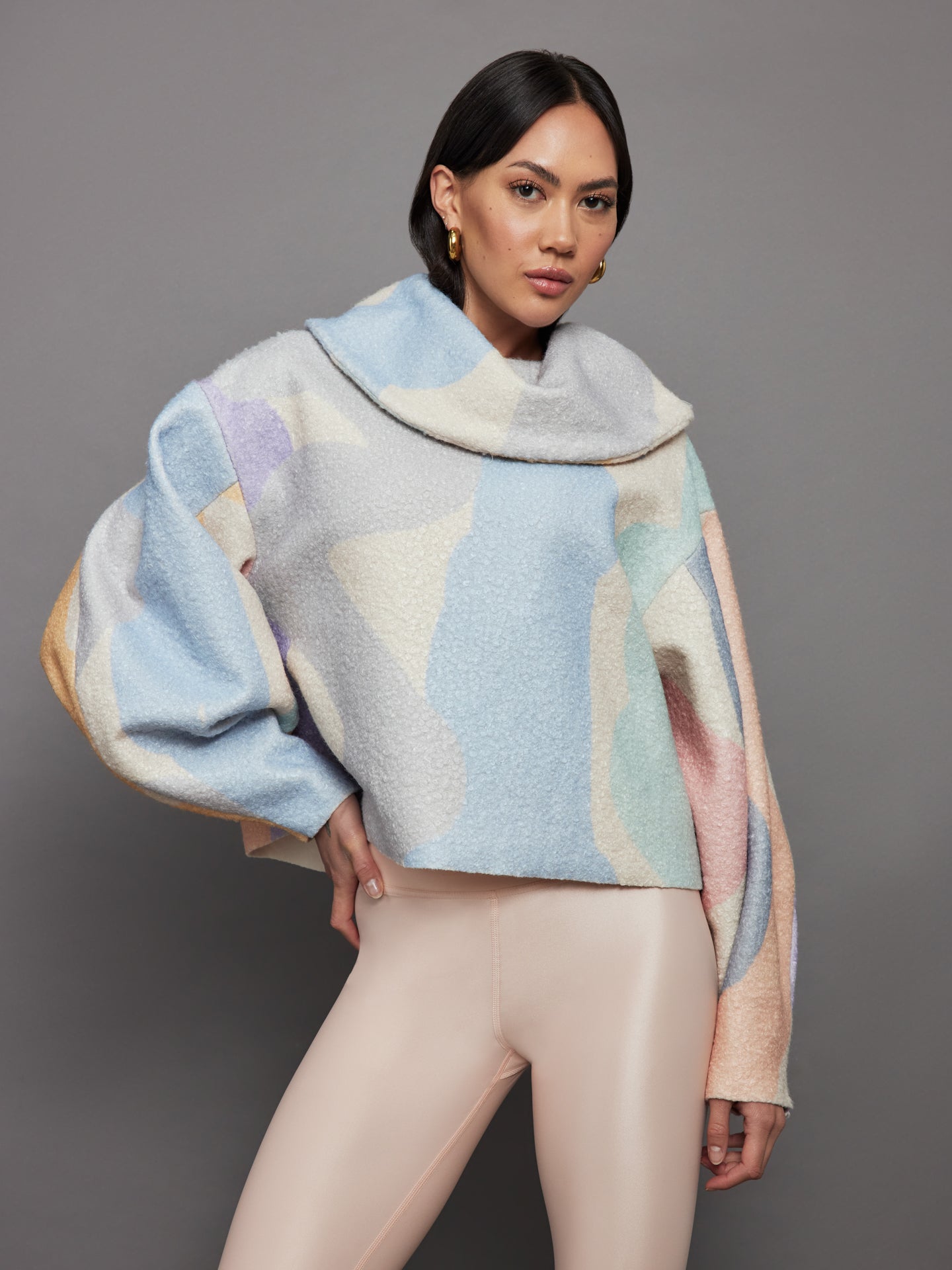 OOPSCL-23K203-MULTIMULTI-Long-sleeve-Top-color-Multi_11582 Road Boucle Top - Multi - Image 1