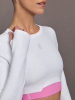 Train Long-Sleeve Crop - White | Raspberry - Image 5