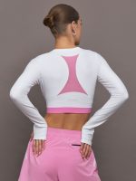 Train Long-Sleeve Crop - White | Raspberry - Image 3