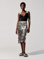 Jupe Sparkle Silver Sequin Skirt - Silver - Image 6