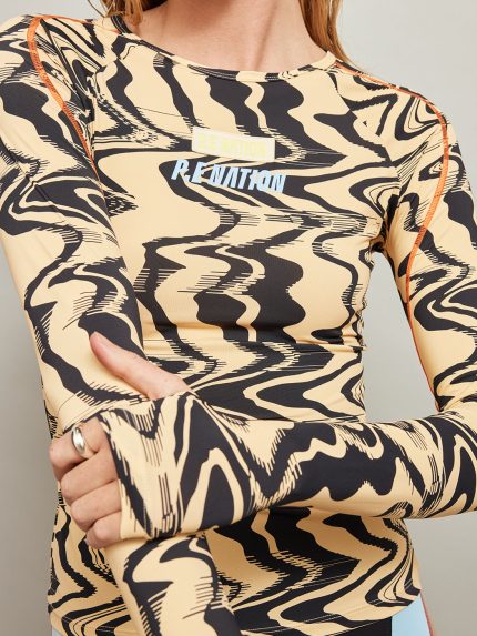 New Wave Long Sleeve Top - Liquify Print